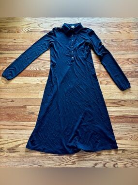 J. Crew Black Long-Sleeve Polo Jersey Shirt Dress - XS